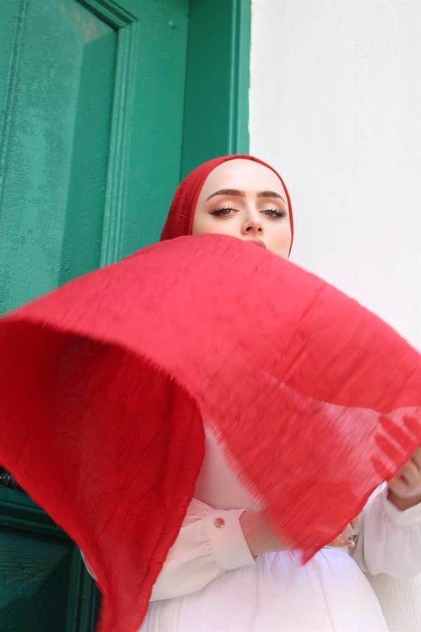 Bambu Kraş Şal Kırmızı 42 - Görsel 4